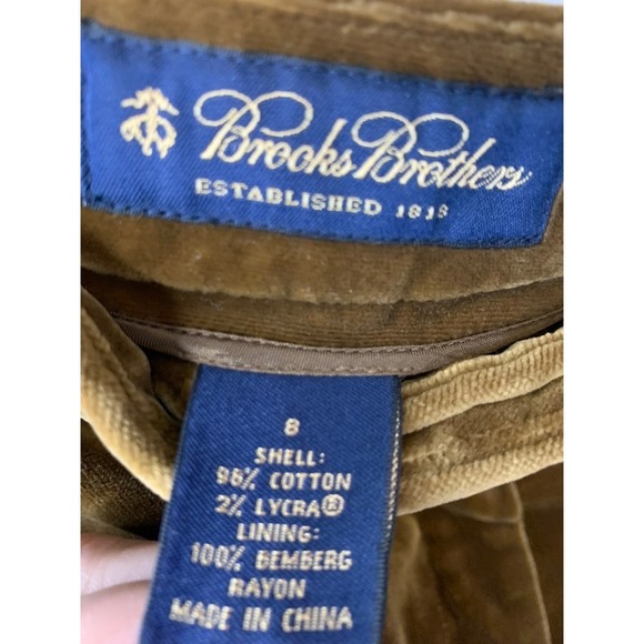 Brooks Brothers Brown Velvet Pants Womens Size 8 Tailored Bomberg Lining Cotton - Picture 4 of 7